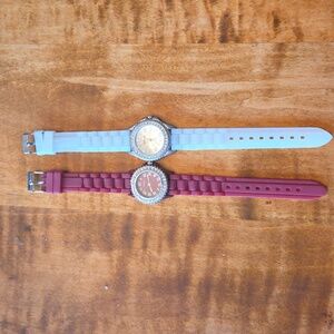 Set Of TWO Stylish Red and White Wearable Watches